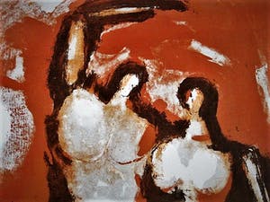 Wim Motz - Rotterdam ARA-groep - Grote Litho in zeer kleine oplage (12) - "twee figuren" kopen? Bied vanaf 20!