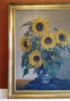 Niet of onleesbaar gesigneerd - Groot stilleven Zonnebloemen - 19e eeuw - onduidelijk gesigneerd Stee...? kopen? Bied vanaf 1!