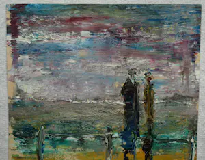 Peter Leyenaar - (1923-2023) , Acrylverf op canvasboard , Lange figuren I - 1982 kopen? Bied vanaf 50!