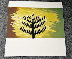 Wally Elenbaas - Dubbele kleuren lithografie "Nachtvissers & Vogels in boom" zeer kleine oplage! kopen? Bied vanaf 57!