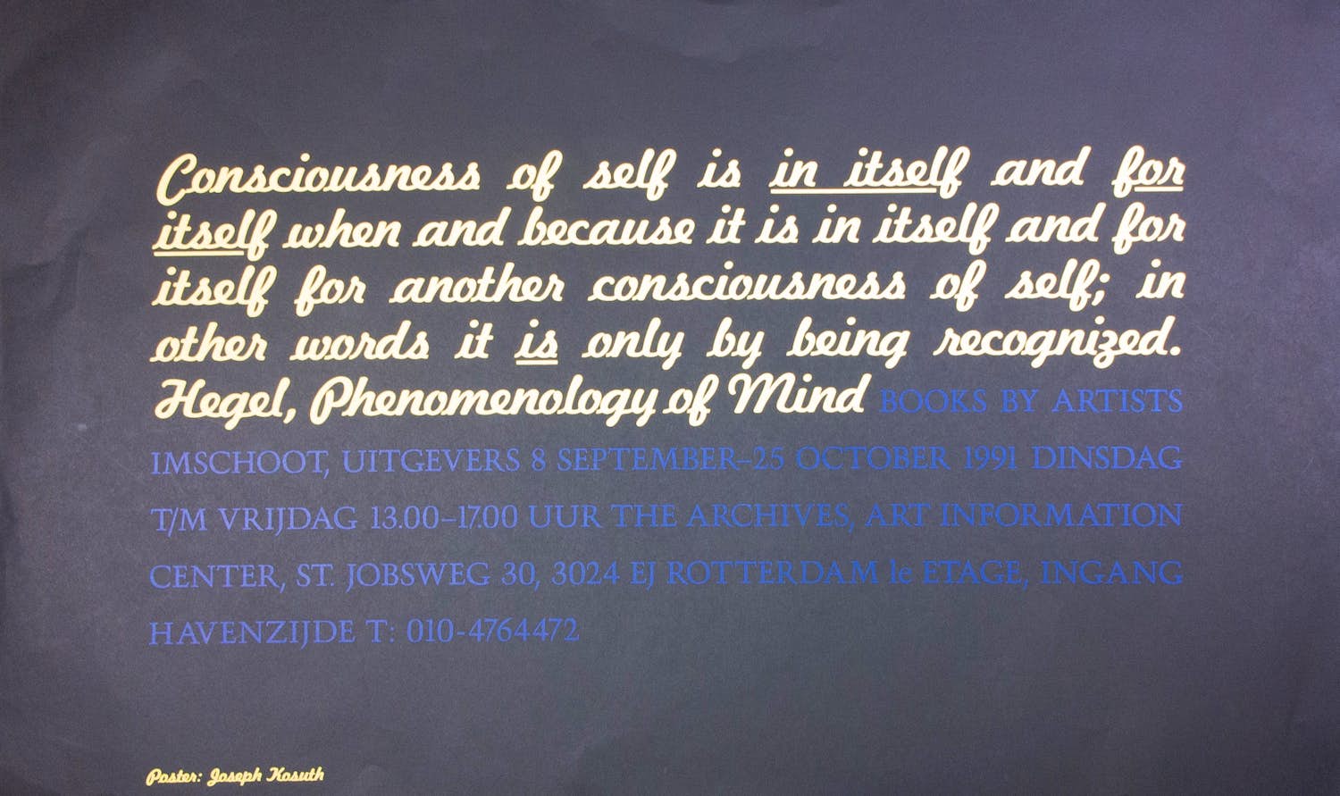 Joseph Kosuth - Affiche, Consciousness of self is in itself (...) kopen? Bied vanaf 1!