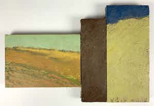 Christiaan Paul Damste - gemengde techniek (collage) - 'Landschap - balk - landschap' verkocht voor € 320!