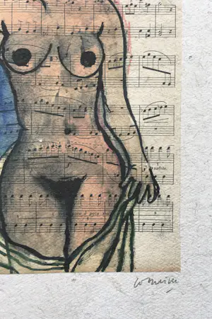 Corneille - zeefdruk ‘Sophie’ - naakt op muziekpapier. kopen? Bied vanaf 125!