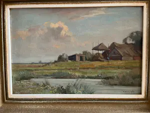AcheterWillem Frederik Noordijk - Gezicht op een boerderij met hooiberg in de polder? Enchérissez de 70!