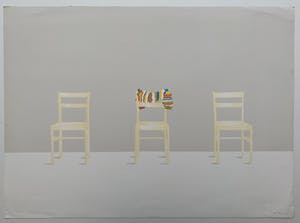 Wil Klaassen - kleurenzeefdruk - 'Drie stoelen' - 1976 kopen? Bied vanaf 40!