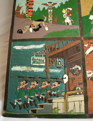 Curiosa - 12 Uit linoleum gesneden covers Lucky Luke – Groot – jaren ‘70 kopen? Bied vanaf 1!