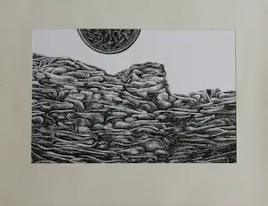 Jan Bernard Meinen - Fantasie landschap met hemellichaam kopen? Bied vanaf 35!