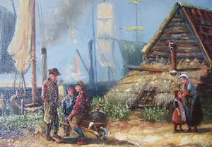 Johannes Wouterus van Trirum - Oud Hollands Tafereel kopen? Bied vanaf 50!