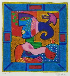 Clemens Briels - Figuren "VII" (2002) - Ingelijst kopen? Bied vanaf 95!