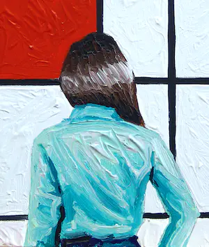 Gerard Boersma - Compositie B (Vrouw kijkend naar schilderij van Piet Mondriaan) kopen? Bied vanaf 75!