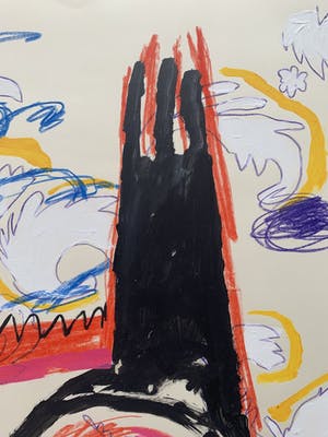 Bert Vredegoor - gemengde techniek op papier - 'King Crimsons castle' - 1984 (UNIEK WERK) kopen? Bied vanaf 1!