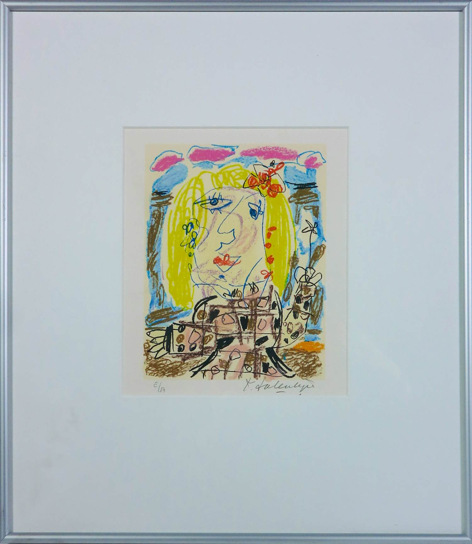 Kees Salentijn - Gemende techniek op papier, Mujeres - Ingelijst kopen? Bied vanaf 50!