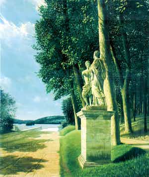 Carel Willink - Kleuren litho: Beelden in het park- 1952 (prachtige lijst!) verkocht voor € 299!