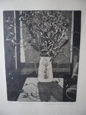 Marijke de Wit - Ets, "Bloem stilleven". kopen? Bied vanaf 20!