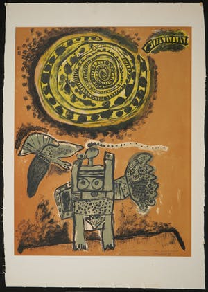 Corneille - Litho, Femme-déesse, oiseau, grand soleil kopen? Bied vanaf 350!