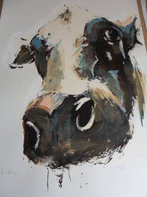 Theo Onnes - Zeefdruk. Titel. "Cow 2 ( Groot ) kopen? Bied vanaf 80!