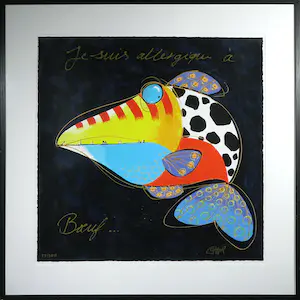 Joyce van Oorschot - Zeefdruk, Je suis allergique a Boeuf - Ingelijst (Groot) kopen? Bied vanaf 100!