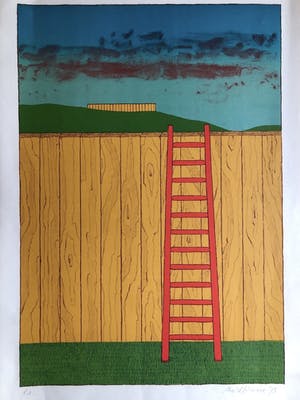 Mark Brusse - Twee Schuttingen - Lithografie kopen? Bied vanaf 70!