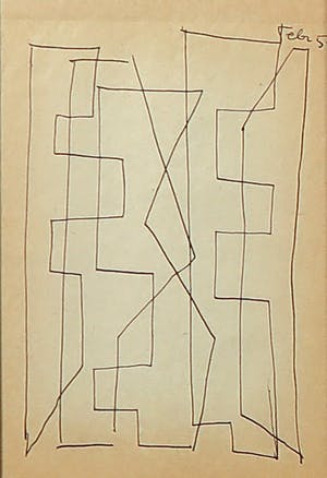 Siep van den Berg - Lot van drie inkttekeningen, Abstracte compositie - Ingelijst kopen? Bied vanaf 35!