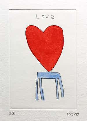 Klaas Gubbels - ets met aquarel ingekleurd ‘Love’ - 2000 verkocht voor € 225!