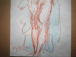 Paul Gabriel Hubert - Schets. Naakt. Staande vrouw. kopen? Bied vanaf 35!