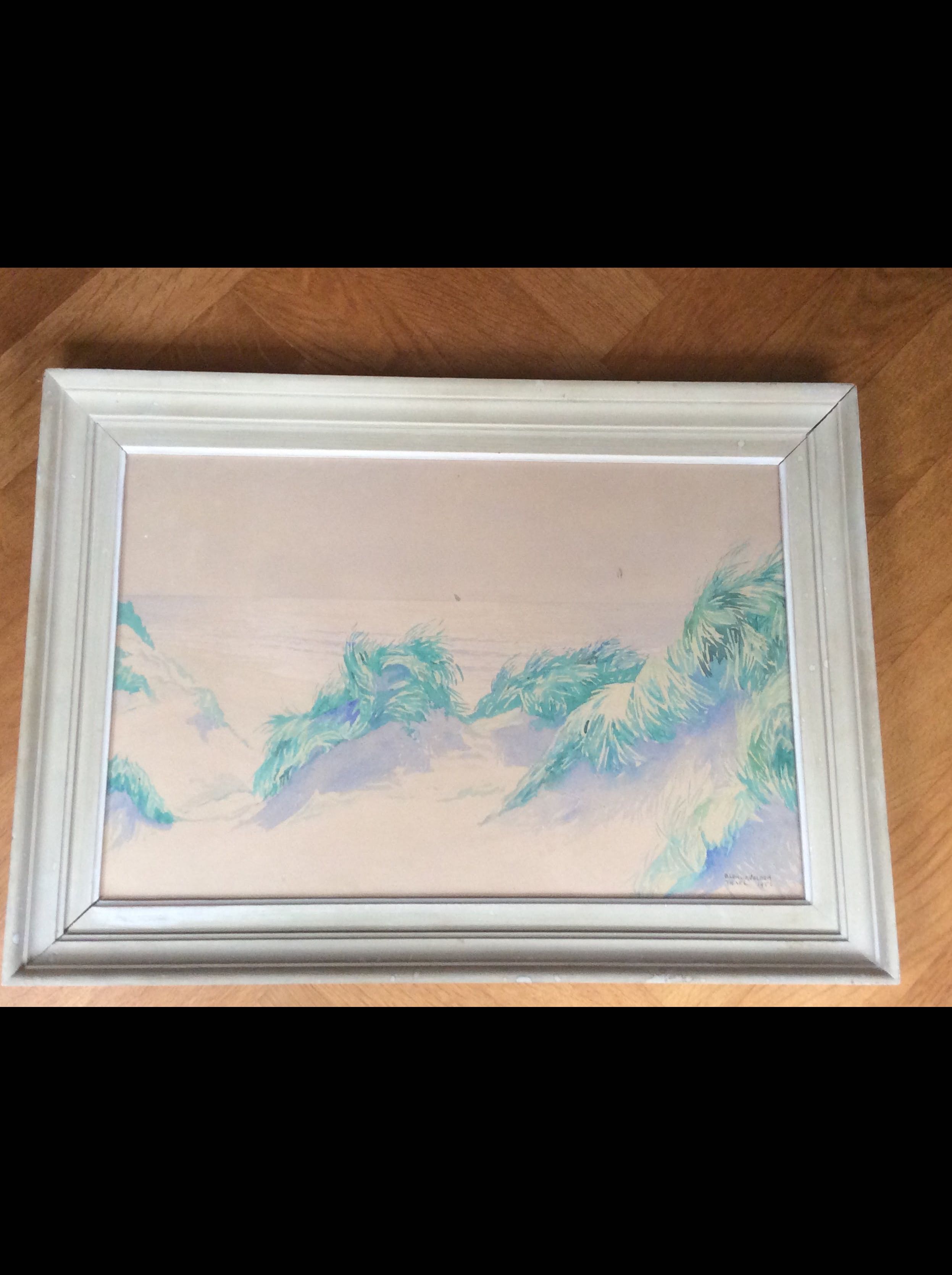 Ad Blok van der Velden - Zeegezicht en duinen Texel 1956 verkocht voor € 185!