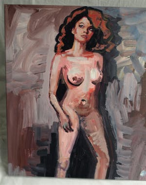 Peter Klashorst - Acrylverf op doek , “Vrouw met Schedel” - GROOT – 2018 – 55 x 100 cm kopen? Bied vanaf 375!