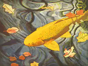 Marcel Schellekens - Kleurenets, Gele Koi-karper verkocht voor € 100!