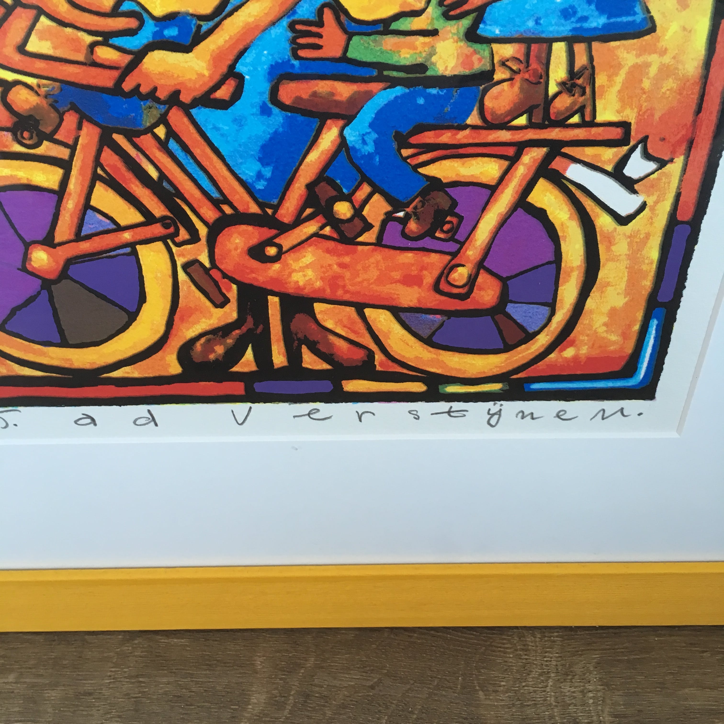 Ad Verstijnen - Zeefdruk, family bike, ingelijst. kopen? Bied vanaf 50!