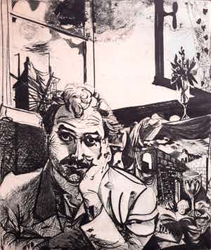 Nicolaas Wijnberg - Zelfportret, droge naald ets (eerste druk van slechts 5 stuks) verkocht voor € 250!