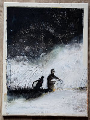 Chris Berens - gemengde techniek op doek: Alleen (in winterlandschap) kopen? Bied vanaf 1150!