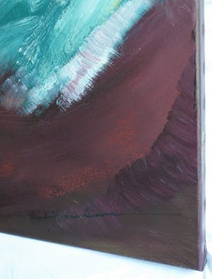 Diederik van Leeuwen - Acrylverf op doek, “Landschap” – gesigneerd - Groot kopen? Bied vanaf 65!