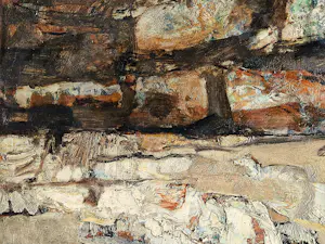 Dirk ten Hoedt - 1968 - galerie Siau Amsterdam - expressionistisch olieverf "vierkante wolken" kopen? Bied vanaf 20!