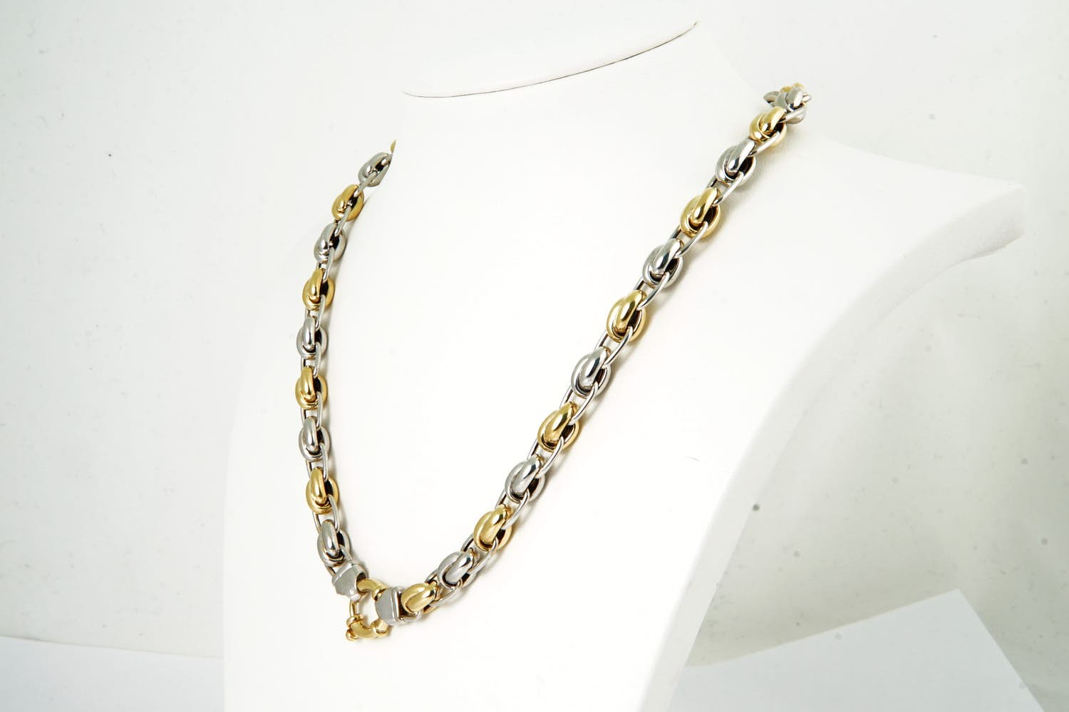 06 - Opvallende 14kt gouden Bi-color ketting - fantasie schakel - lengte 44 cm kopen? Bied vanaf 810!