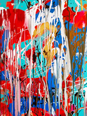 Rick Triest - Grote & krachtige gemengde techniek (acryl en goudverf/aquarel) op doek kopen? Bied vanaf 10!