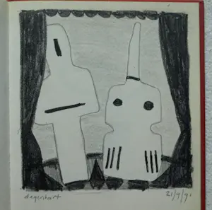 George Degenhart - 86 Gesigneerde tekeningen in een Schetsboek - 1991 kopen? Bied vanaf 100!