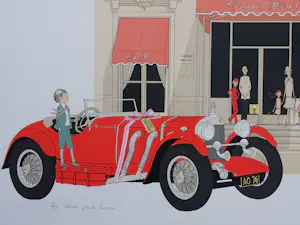 Denis Paul Noyer - Mercedes Roadster, Cabourg Grand Hotel, LITHOGRAPHIE Originale, 115ex kopen? Bied vanaf 250!