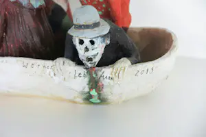 Werner Lehmann - Keramiek, Carnaval / Figuren in bootje + boekje! kopen? Bied vanaf 300!