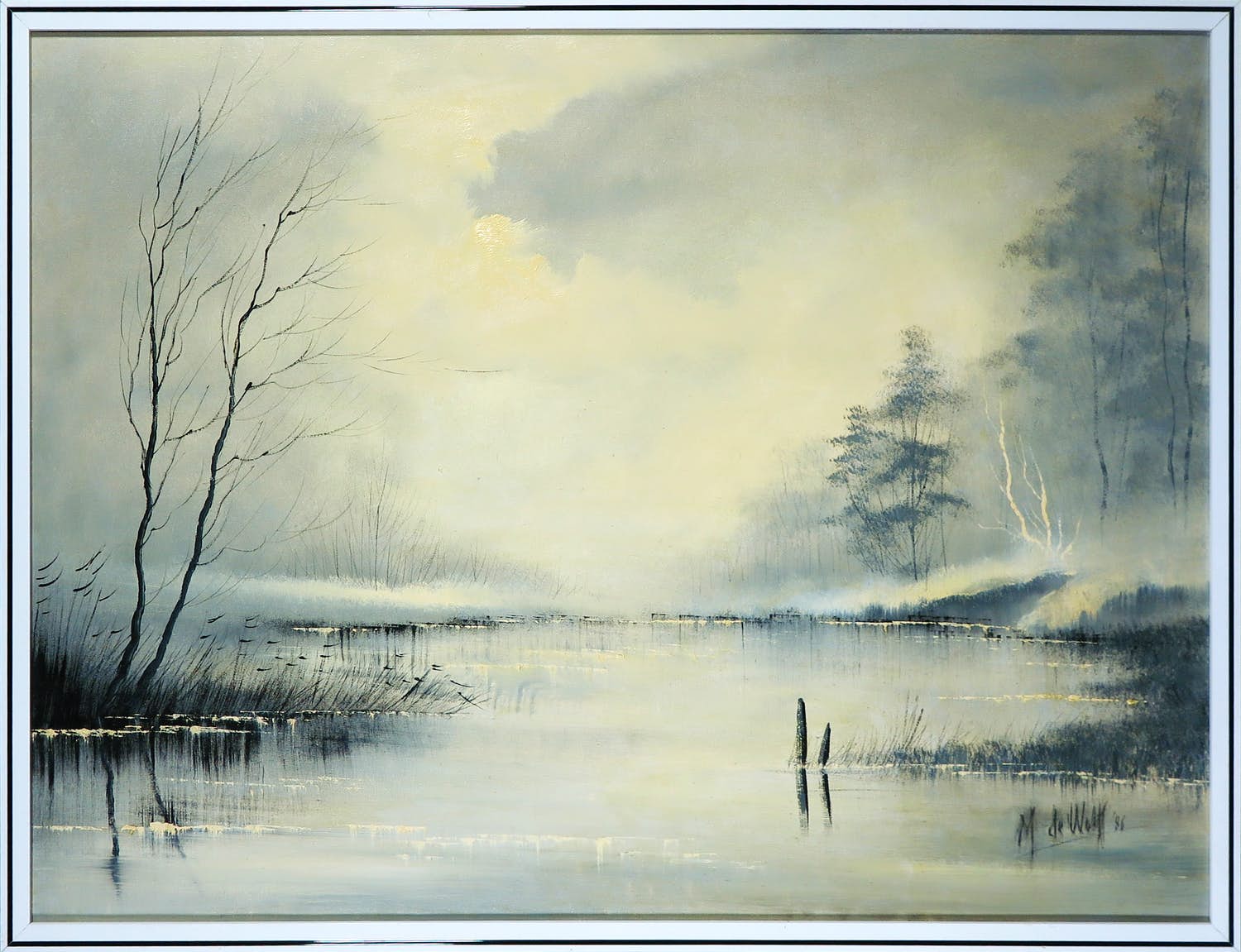 Niet of onleesbaar gesigneerd - Olieverf op doek, Winterlandschap - Ingelijst kopen? Bied vanaf 1!