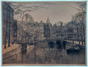 Johannes Josseaud - Hoek Leidsegracht - Herengracht, ets kopen? Bied vanaf 25!