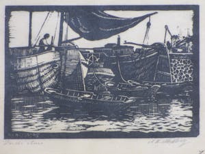 Antonius Hubertus Nordberg - In de sluis - Hout/linosnede kopen? Bied vanaf 25!