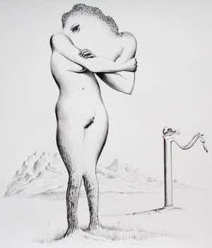 Joop Moesman - Litho: Boomvrouw - 1971 verkocht voor € 100!