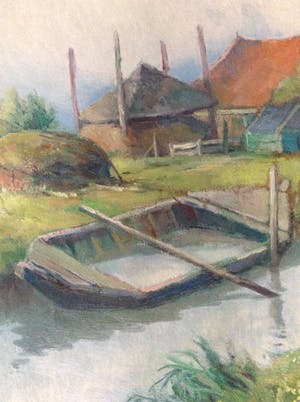 Roelof Klein - 1915-1981 boerderij in landschap met eenden kopen? Bied vanaf 75!