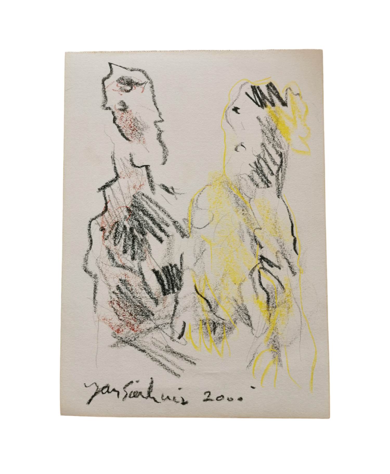 Jan Sierhuis - Krijt tekening voorstelling Vrouw/Man kopen? Bied vanaf 1!