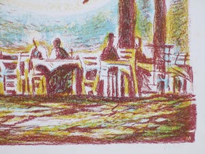 Lex Metz - Figuren op zonnig terras - Kleurenlitho kopen? Bied vanaf 40!