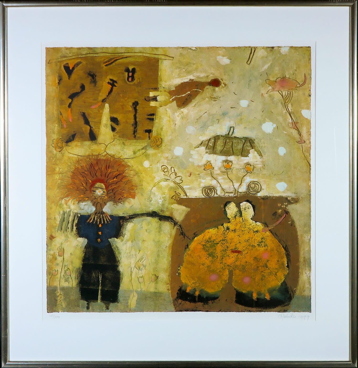 Liesbeth Rahder - Zonder titel - Ingelijst verkocht voor € 60!