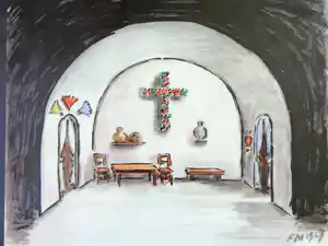 Frans Masereel - DECORONTWERP VOOR TONEEL / ORIGINEEL WERK / 54x70cm / MONO / 1967 verkocht voor € 95!