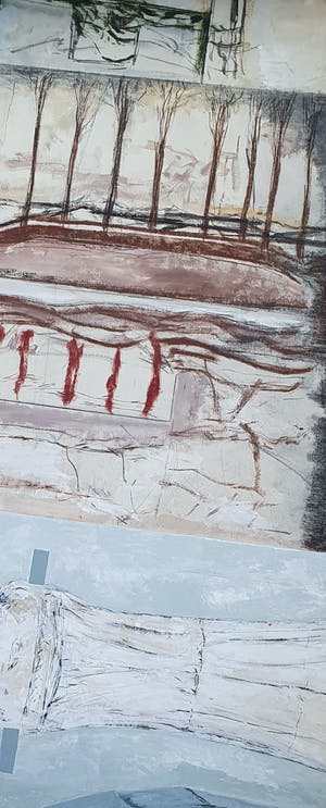 Miguel Ybanez - Schilderij: Abstracte compositie in trapezium vorm (zeer groot) kopen? Bied vanaf 1!