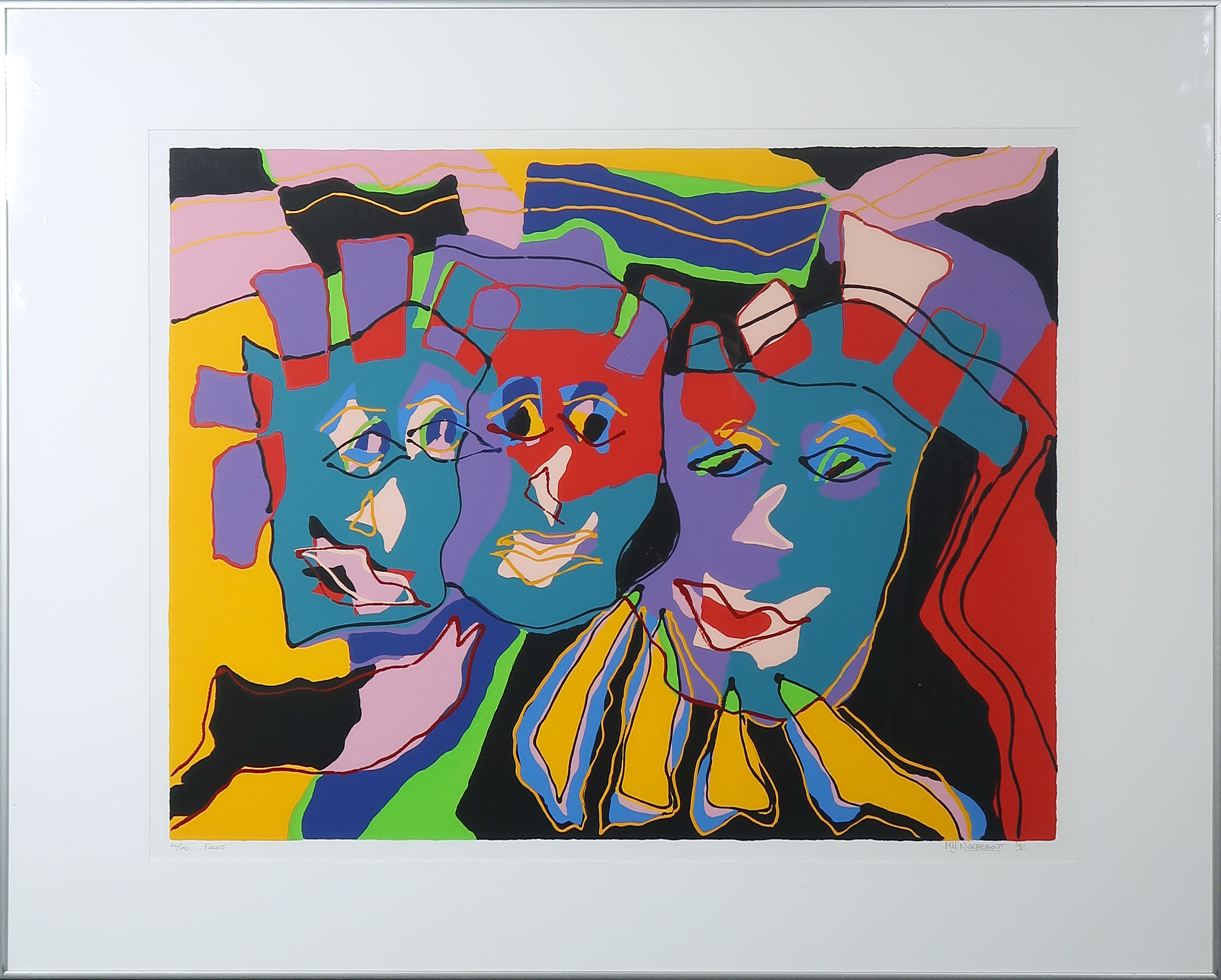 Marianne Naerebout - Zeefdruk, Faces - Ingelijst kopen? Bied vanaf 60!