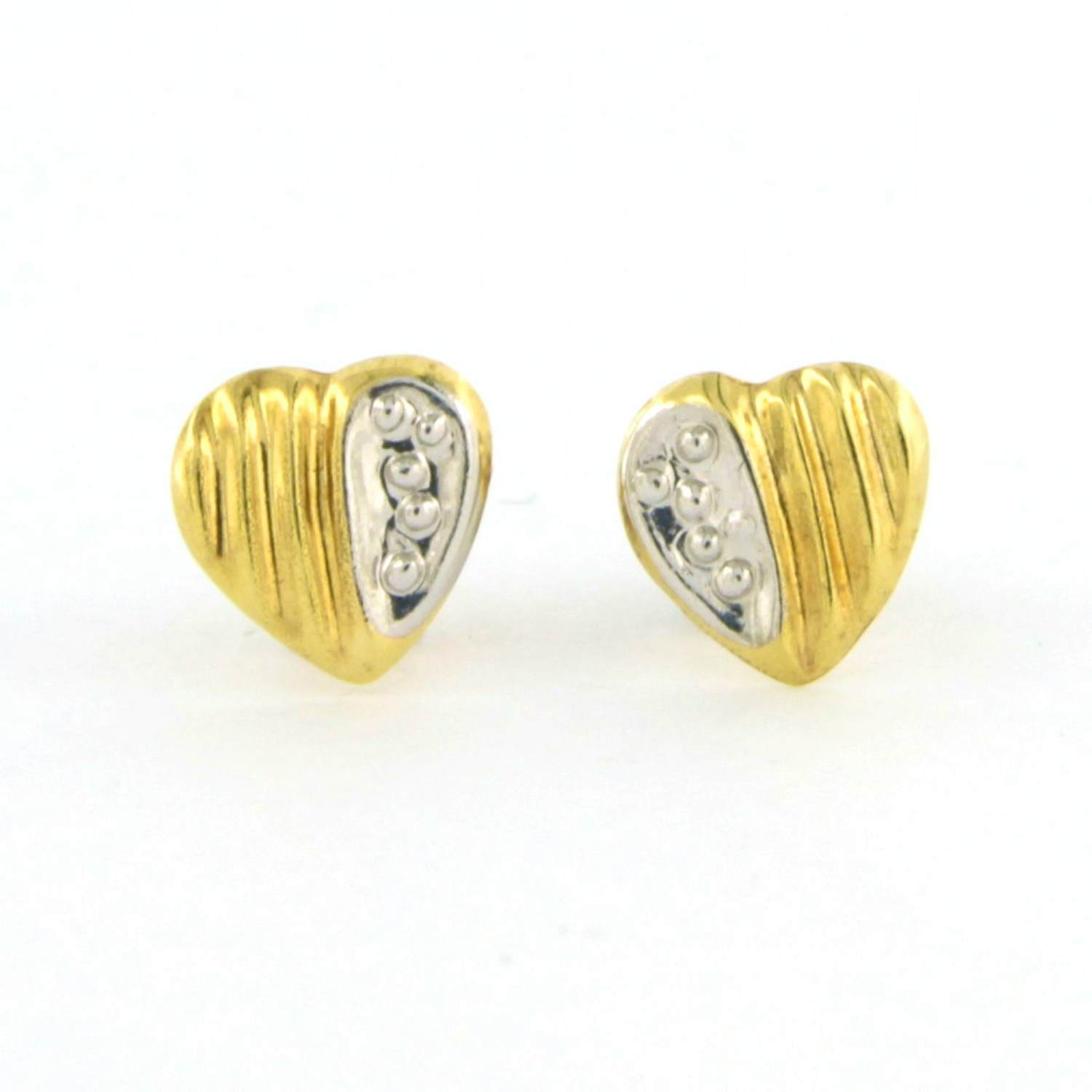 14k bicolour gouden oorknoppen - 6,6 mm x 6,6 mm verkocht voor € 50!